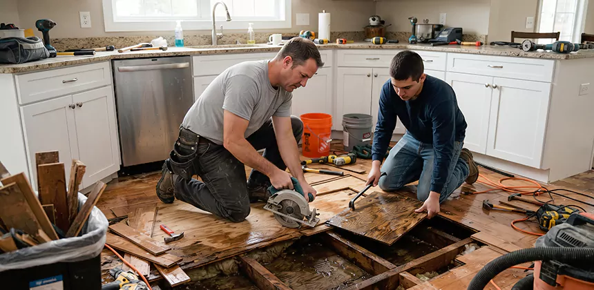 Kitchen Floor Water Damage Repair in Orem